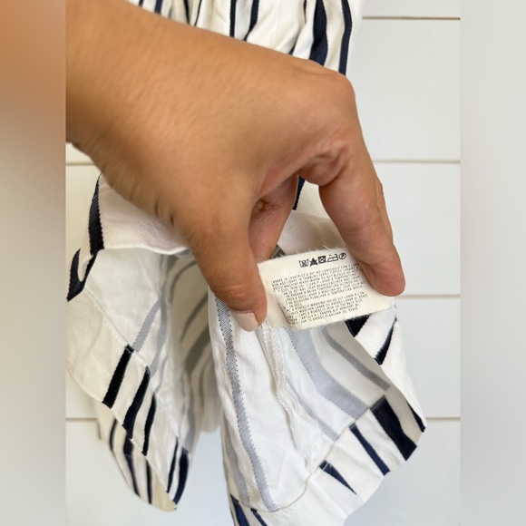 Emporio Armani Babydoll Striped Strappy Summer Dress White Navy - Picture 4 of 11